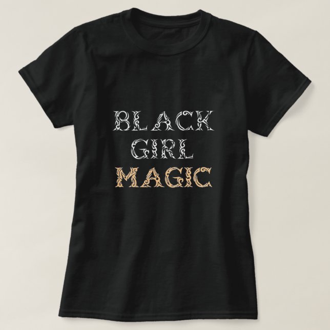 T-shirt noir de magie de fille (Design devant)