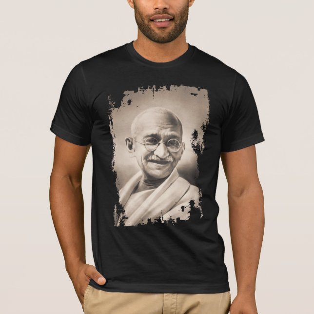 T-shirt noir de Mahatma Gandhi (Devant)