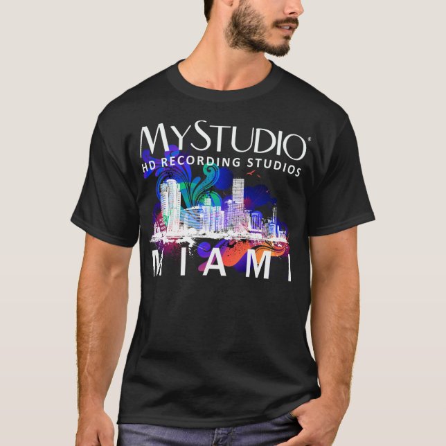 T-shirt noir de Miami des hommes (Devant)