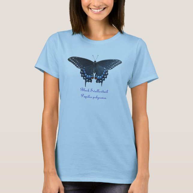 T-shirt noir de polyxenes de Papilio de machaon (Devant)