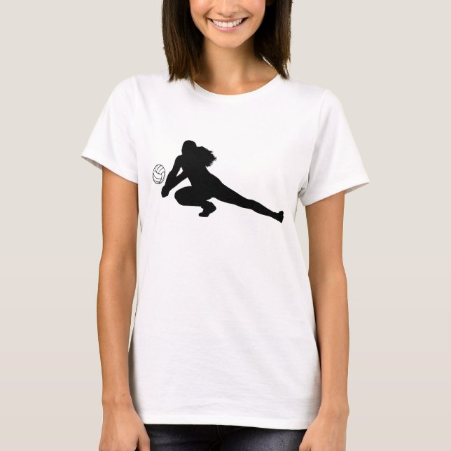 T-shirt noir de silhouette de fouille (Devant)