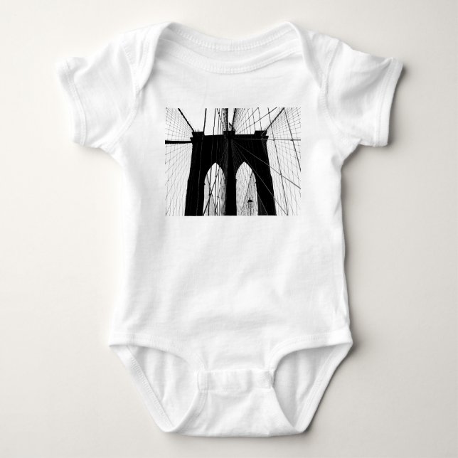 T-shirt Noir de silhouette de pont de Brooklyn (Devant)