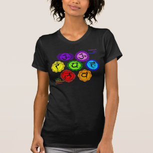 T-SHIRT NOIR DE SYMBOLES DU YOGA REIKI SEPT