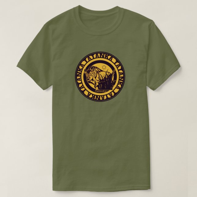 T-shirt Noir de Tatanka (Buffalo) et jaune-foncé (Design devant)
