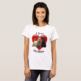T-shirt Noir de Terrier d'écossais, Scotties d'I Iove,