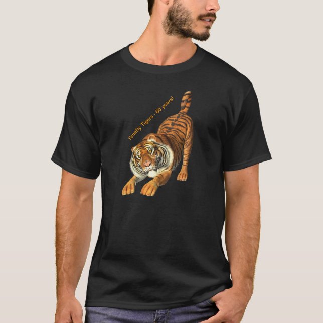 T-shirt noir de tigre d'hommes (Devant)