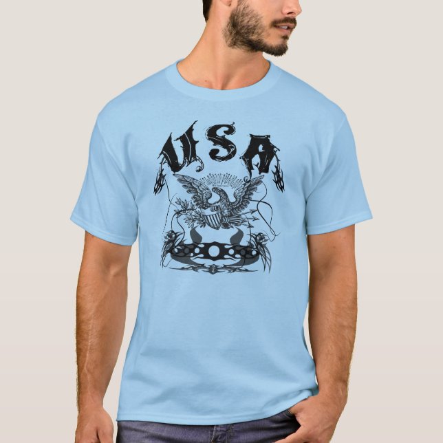 T-shirt Noir de tribal des Etats-Unis (Devant)