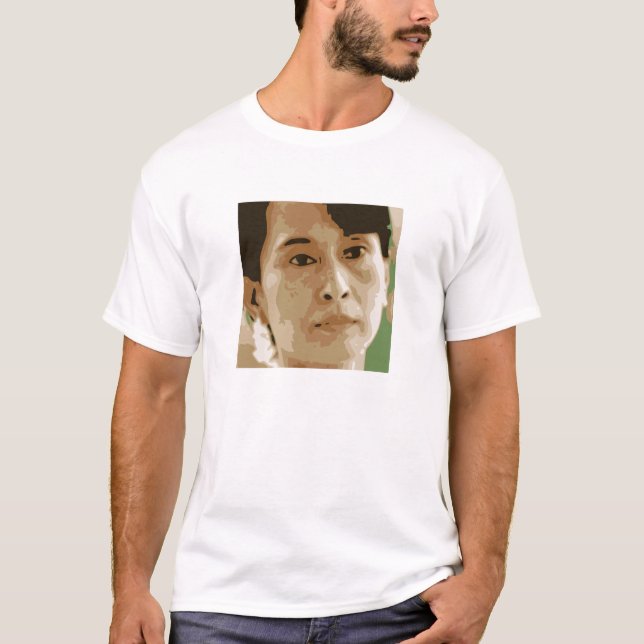 T-shirt noir de vert de chef d'Aung San Suu Kyi Birmanie (Devant)