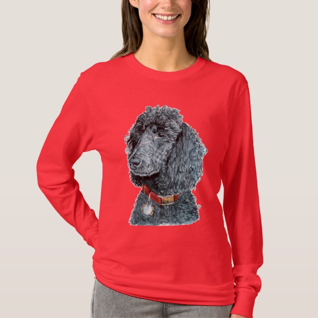 T-shirt noir de Whitney de caniche (Devant)