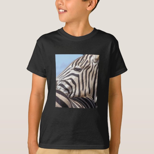 T-shirt noir de zèbre d'enfants (Devant)