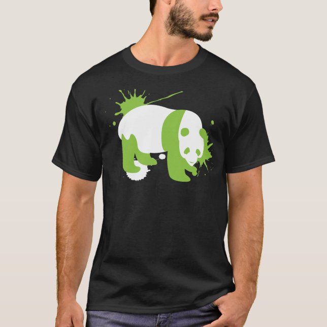 T-shirt Noir d'éclaboussure de panda (Devant)