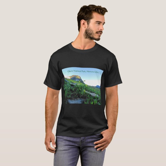 T-shirt noir des prairies du Glacier pour hommes (Devant entier)