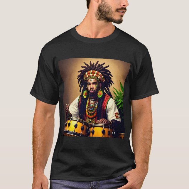 T-shirt noir design africain (Devant)