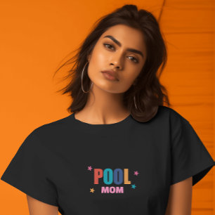 T-Shirt noir d'été de natation en piscine typograp