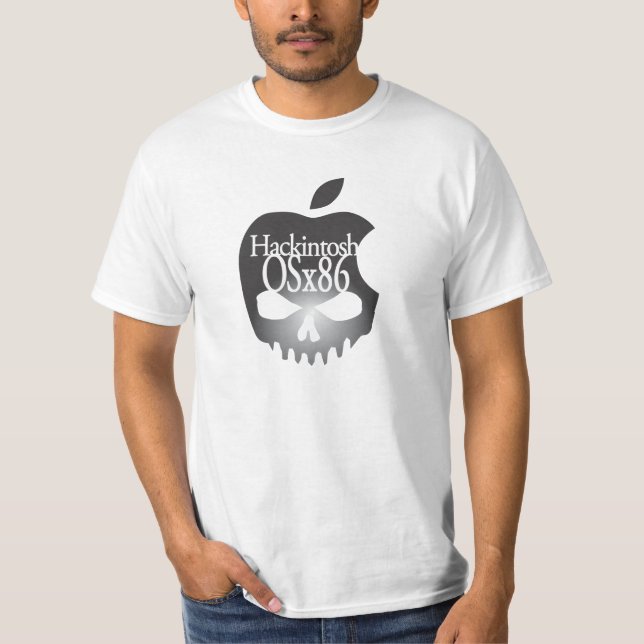 T-shirt Noir du logo 3D de Hackintosh OSx86 (Devant)