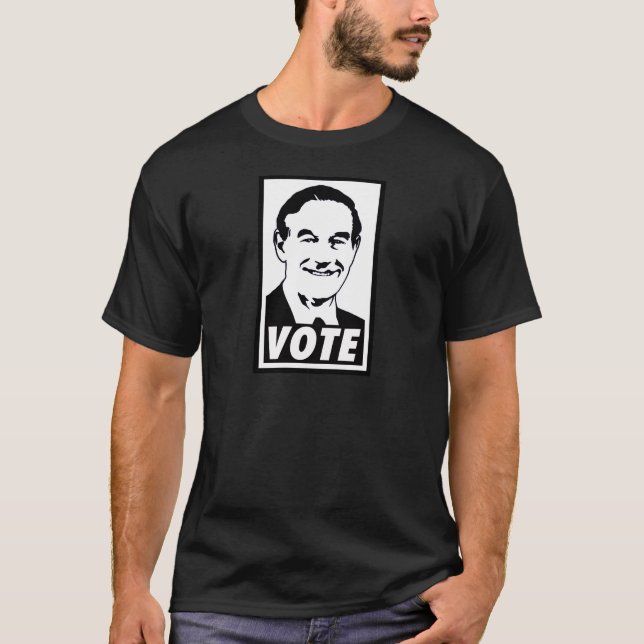 T-shirt Noir du vote 2012 de Ron Paul (Devant)