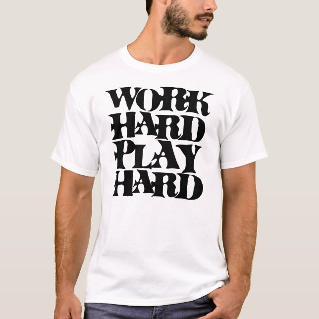 T-shirt Noir dur de jeu de travail dur - (Devant)