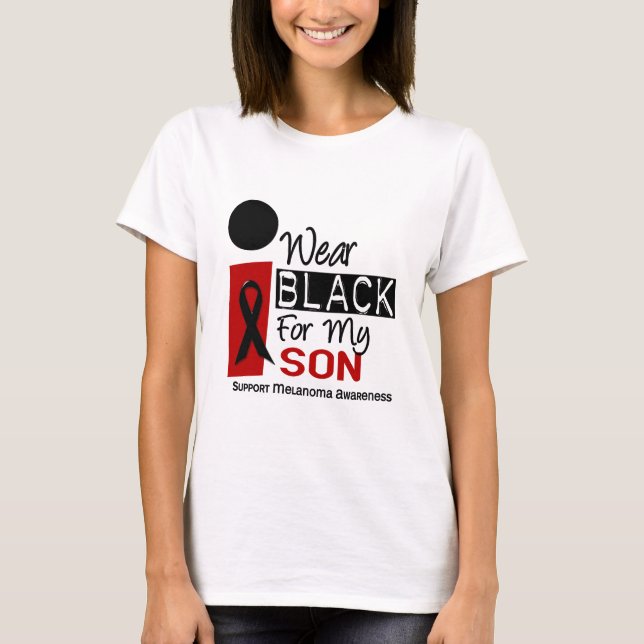 T-shirt Noir d'usage du mélanome I pour mon fils 9 (Devant)