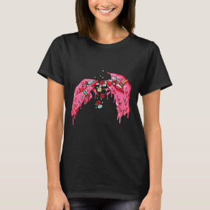 T-shirt noir esthétique aux mains roses fondues et