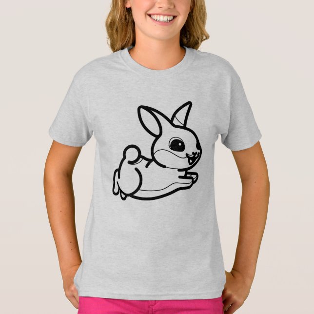 T-shirt NOIR ET BLANC #39 - Lapin qui saute (Devant)