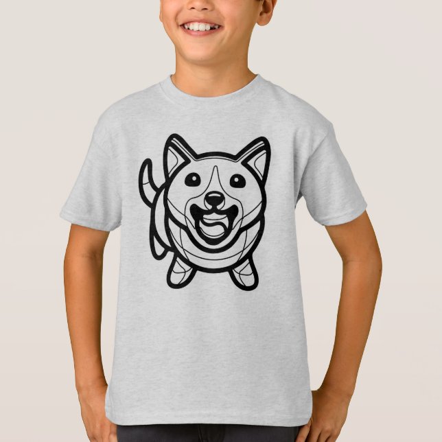 T-shirt NOIR ET BLANC #60 - Un chien tenant le ballon (Devant)