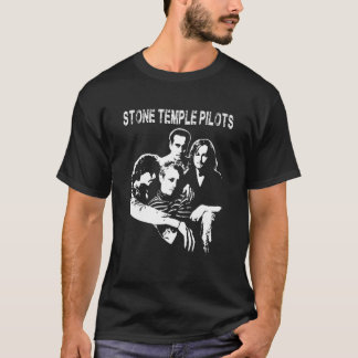 T-shirt Noir Et Blanc Conception De La Bande Temples Vinta