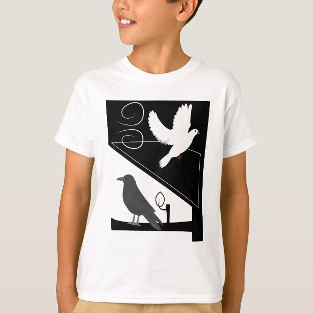 T-shirt Noir et Blanc_Corbeau et Colombe (Devant)