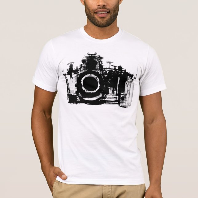 T-SHIRT NOIR ET BLANC D'APPAREIL-PHOTO DE VISION DE RAYON (Devant)