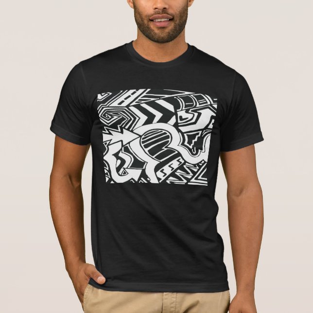 T-shirt noir et blanc d'art (Devant)