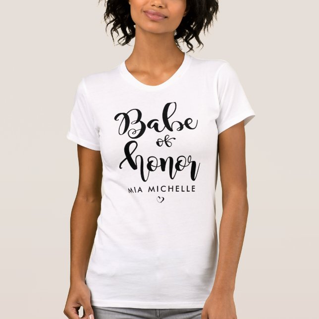 T-shirt noir et blanc de Babe de l'Honneur Stylé (Devant)