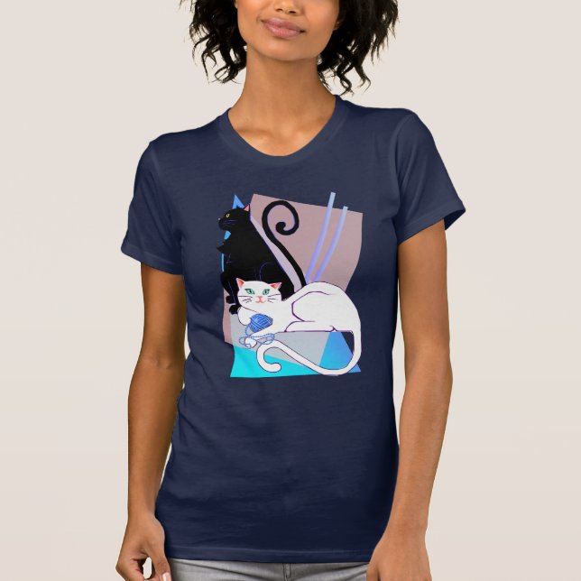 T-shirt noir et blanc de minous (Devant)