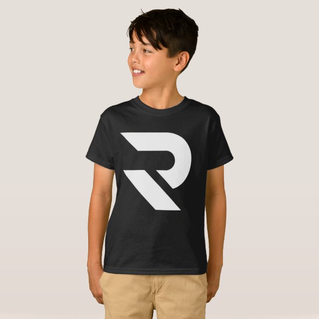 T-shirt noir et blanc de RumaTube d'enfants (Devant entier)