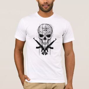 T-shirt Noir et blanc E Pluribus Unum Crâne Drapeau et fus