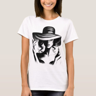 T-shirt noir et blanc : femmes au design casquette
