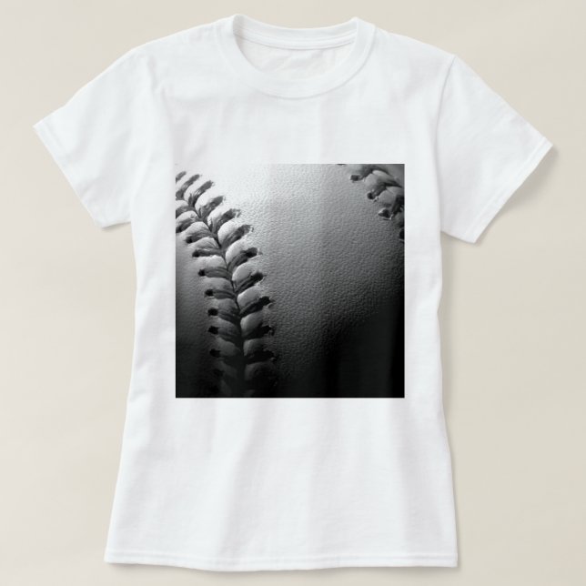 T-shirt Noir et blanc Gros plan de base-ball (Design devant)