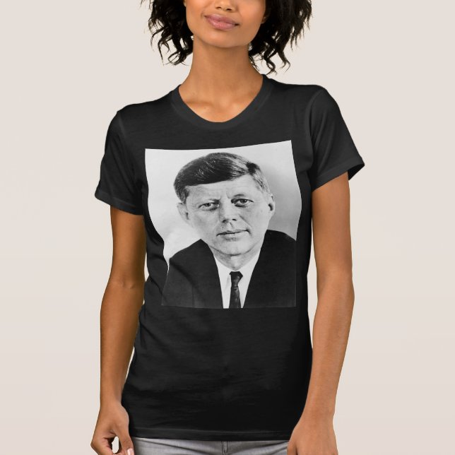 T-shirt Noir et blanc JFK John F. Kennedy (Devant)