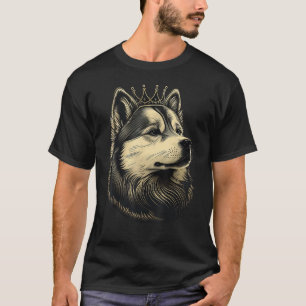 T-shirt Noir et blanc Malamute Chien Couronne Alaskan