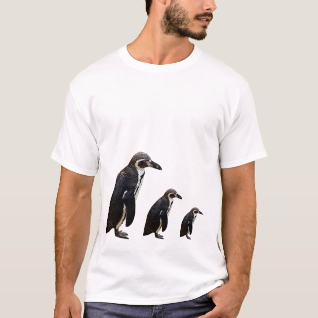 T-shirt noir et blanc mignon de pingouin de 3 (Devant)