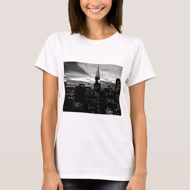 T-shirt Noir et blanc New York City Midtown (Devant)