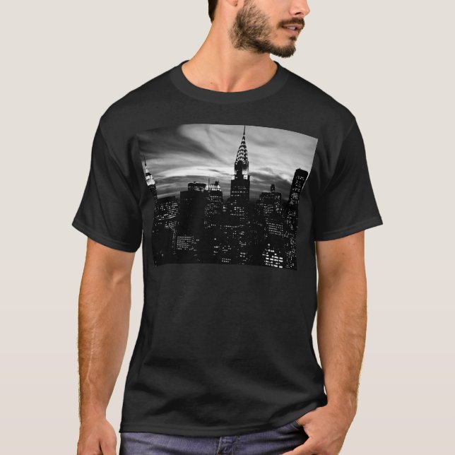 T-shirt Noir et blanc New York City Midtown (Devant)