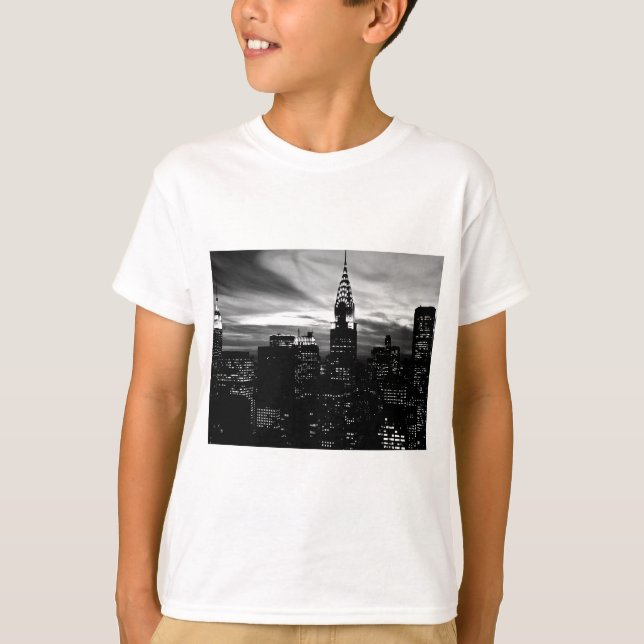 T-shirt Noir et blanc New York City Midtown (Devant)