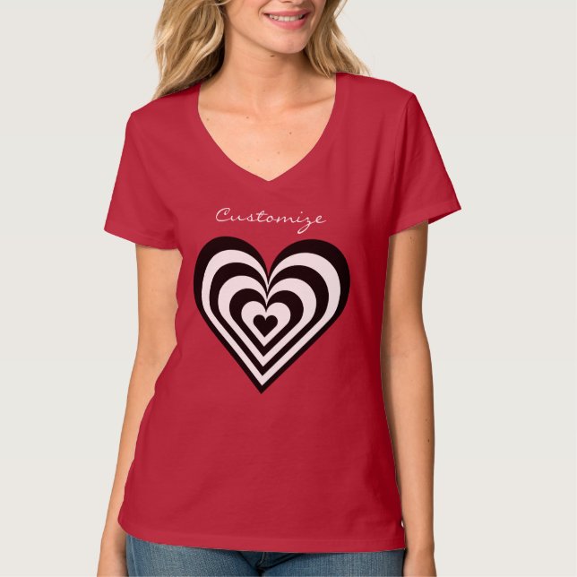 T-shirt noir et blanc pulsating zèbre coeurs amour T-Shir (Devant)