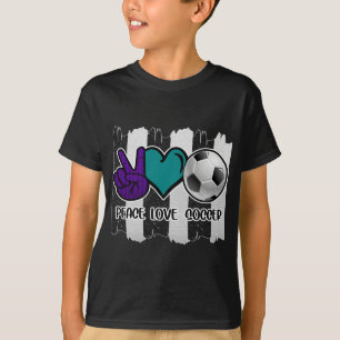 T-shirt Noir et blanc Striped Peace Love Soccer
