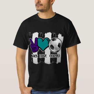 T-shirt Noir et blanc Striped Peace Love Soccer