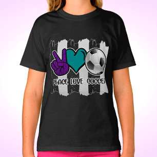 T-shirt Noir et blanc Striped Peace Love Soccer