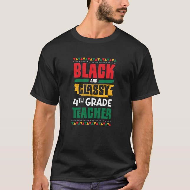 T-shirt Noir et classe 4e année Enseignant Histoire noire  (Devant)