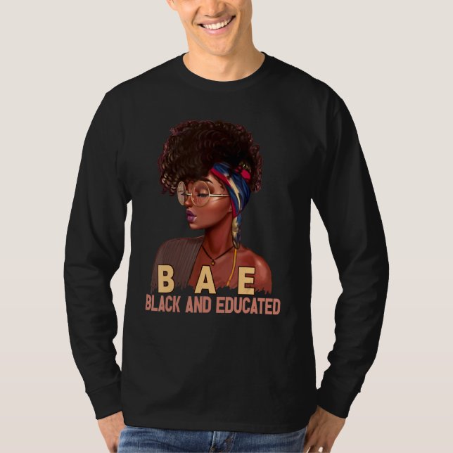 T-shirt Noir et instruit Afro Melanin Queen African Blac (Devant)