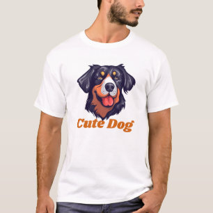 T-shirt Noir et orange Abstrait chien mignon animal de com