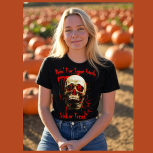 T-shirt Noir et rouge Rire crâne Bloody Halloween