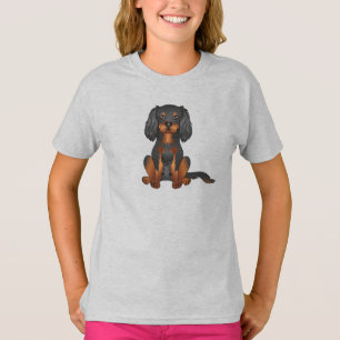 T-shirt Noir Et Tan Cavalier King Charles Spaniel Chien